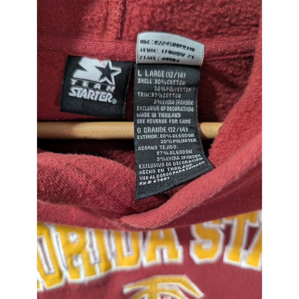 Y2K Starter Florida State Seminoles Hoodie FSU Logo Pullover Youth Large - Picture 6 of 11
